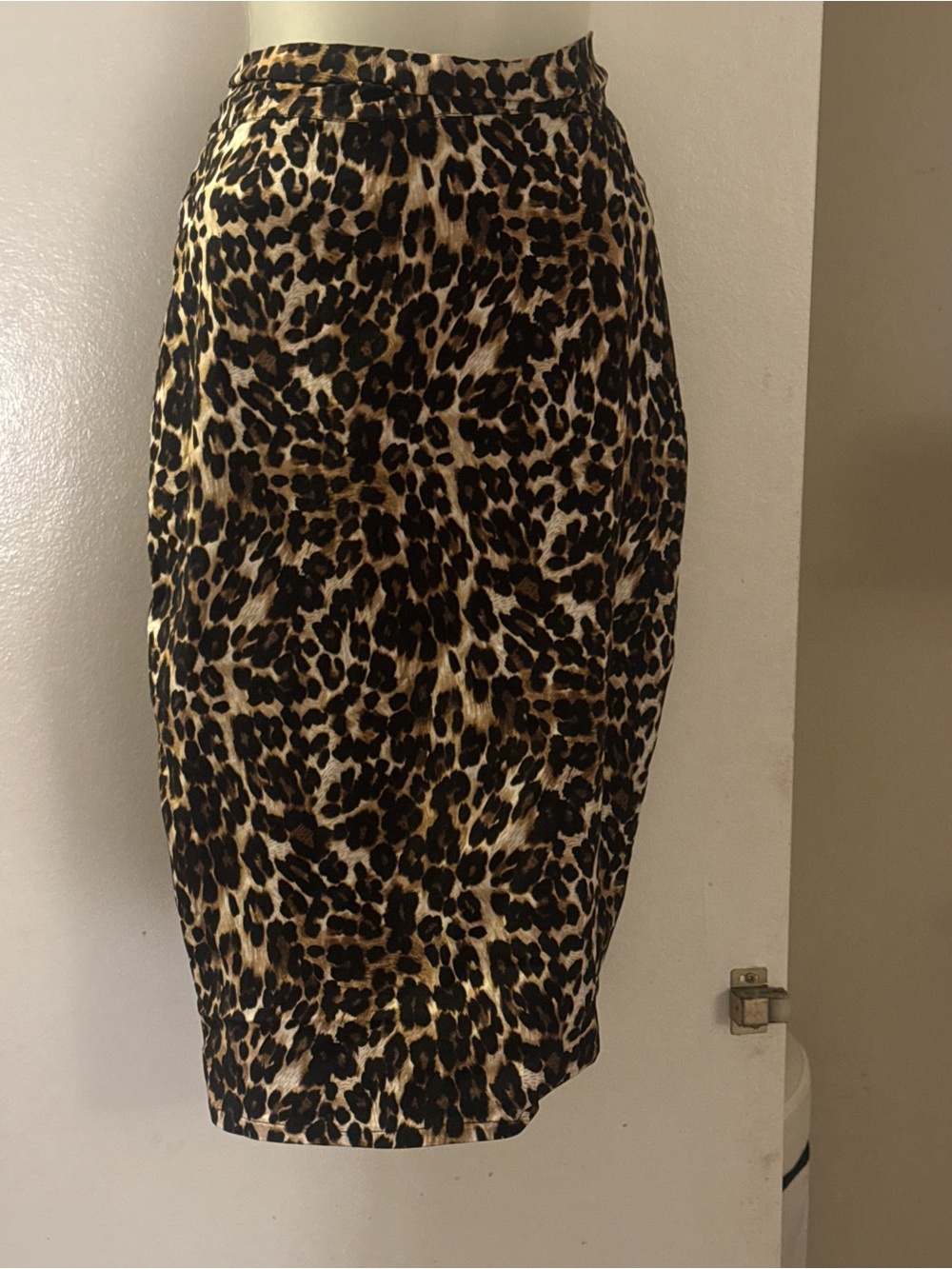 Leopard Print Midi Skirt - Brown/Black